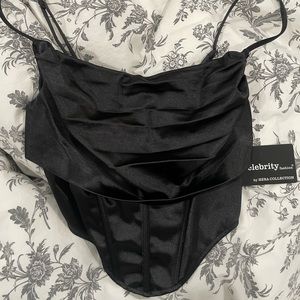 Black silk corset top
